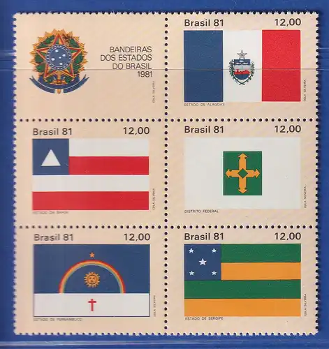 Brasilien 1981 Flaggen der Bundesstaaten I. Mi.-Nr. 1859-63 **