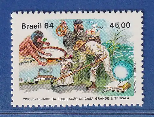 Brasilien 1984 Gilberto Freyre Buch Casa-Grande e Senzala Mi.-Nr. 2017 **