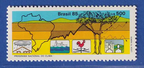Brasilien 1985 Nationales Klimaprogramm Karte Baum Symbole Mi.-Nr. 2096 **