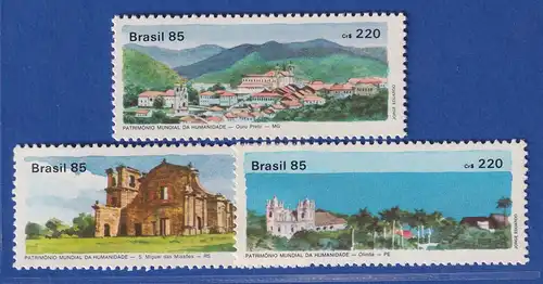 Brasilien 1985 UNESCO Welterbe Ouro Preto, Olinda ect. Mi.-Nr. 2100-102 **