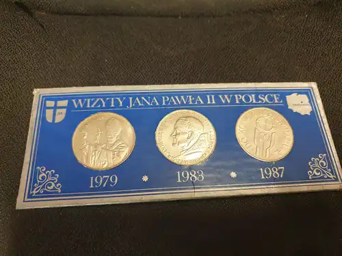 Polen Polska Satz 3 Medaillen 1979, 1983, 1987 Papst Woytila Johannes Paul II.