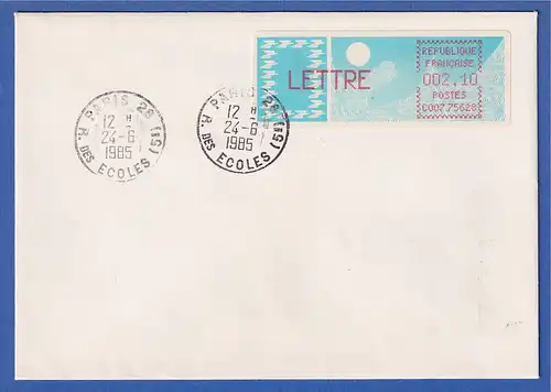 Frankreich-ATM Taube C007.75628 LETTRE 2,10 auf FDC mit O PARIS28 24.6.85