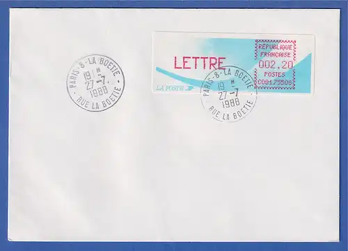 Frankreich-ATM Komet C001.75508 LETTRE 2,20 auf FDC mit ET-O 27.7.1988  