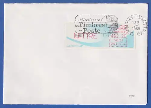 Frankreich-ATM Komet C001.75702 LETTRE 2,20 auf FDC mit Masch.-O 6.1.1989