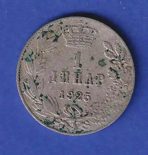 Jugoslawien 1925 Kursmünze 1 Dinar König Alexander I. 