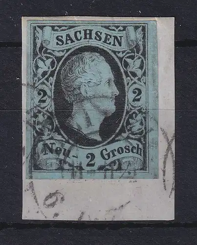 Altdeutschland Sachsen Mi.-Nr. 5 gestempelt LEIPZIG auf Briefstück