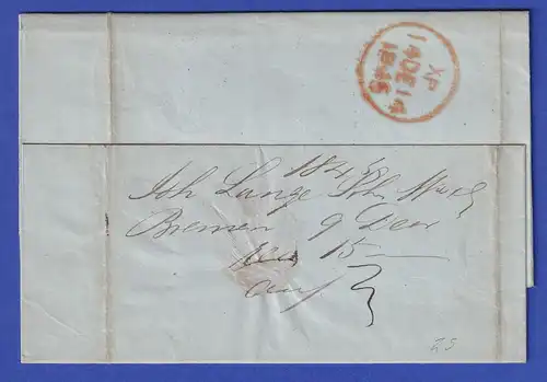 Preußen Geschäftsbrief mit Rundstempel BREMEN 1845 gel. nach London