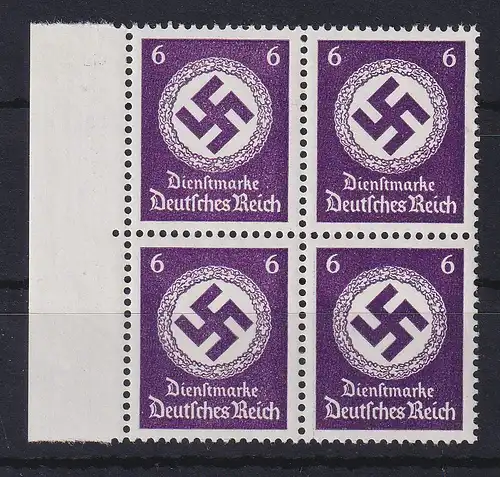 Dt. Reich Dienstmarke 6 Pfg. Mi.-Nr 169 b, Randviererblock postfrisch **