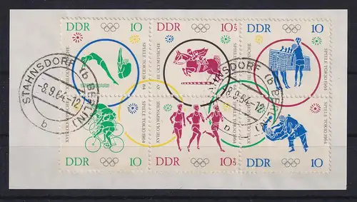 DDR 1964 Olympiade Tokio Sechserblock Mi.-Nr. 1039-1044 gestempelt STAHNSDORF