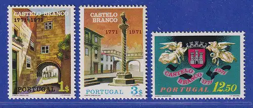 Portugal 1971 200 Jahre Stadtrecht Castelo Branco Mi.-Nr. 1143-1145 **