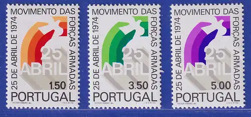 Portugal 1974 Nelken-Revolution Mi.-Nr. 1266-1268 postfrisch **
