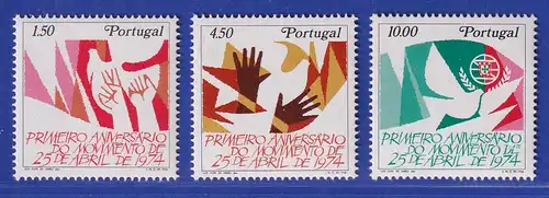 Portugal 1975 1. Jahrestag Nelken-Revolution Mi.-Nr. 1275-1277 postfrisch **