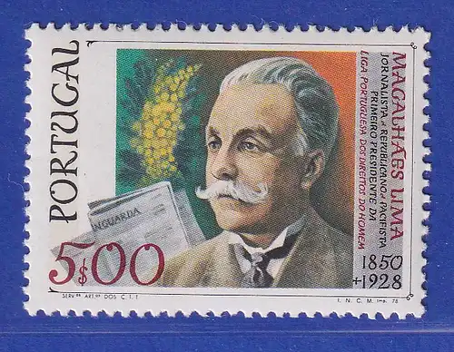 Portugal 1978 50. Todestag S Magalhães Lima Mi.-Nr. 1421 postfrisch **