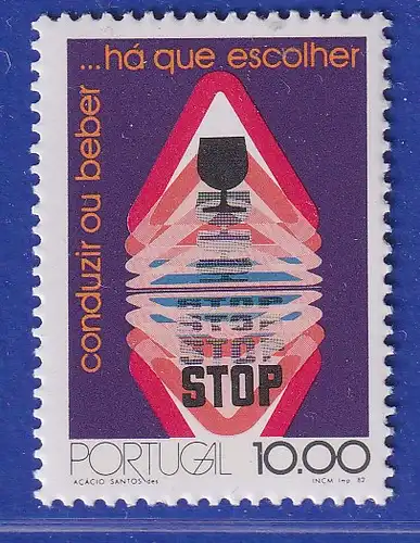 Portugal 1982 Gegen Alkohol im Straßenverkehr Mi.-Nr. 1575 postfrisch **