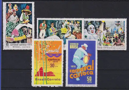 Brasilien 1970 Karneval in Rio 2 Sätze Mi.-Nr.1243-1245 und 1247-1248 **