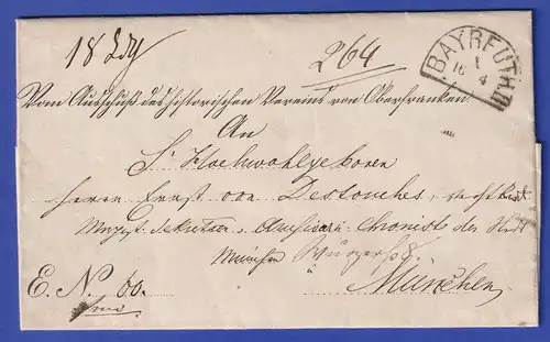 Brief des Historischen Vereins zu Bayreuth an Ernst von Destouches 1869
