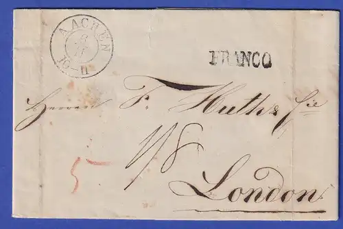 Preußen Geschäftsbrief mit Zweikreisstempel Aachen 1840 