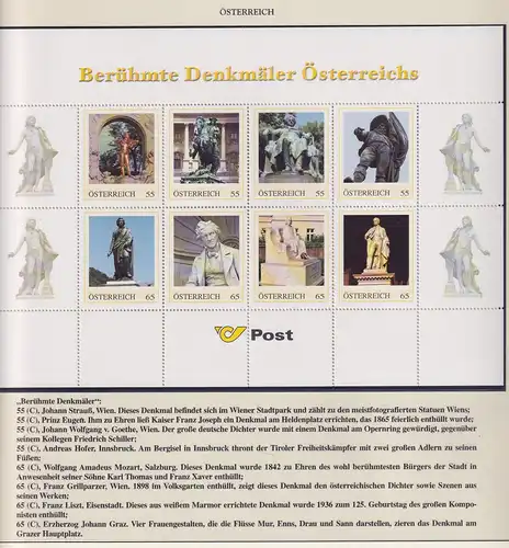 Österreich Briefmarken-Set 8 verschiedene Berühmte Denkmäler **