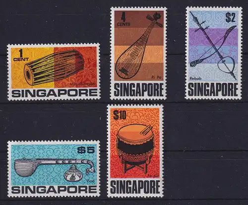 Singapur 1969 Traditionelle Musikinstrumente Mi.-Nr. 107-111 postfrisch ** 