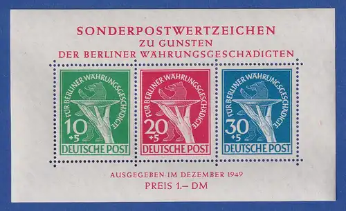 Berlin 1949 Für Währungsgeschädigte Mi.-Nr. Block 1 ** im Rand Holzeinschluß 