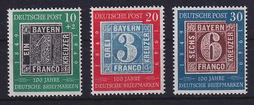 Bundesrepublik 1949 100 Jahre deutsche Briefmarken Mi.-Nr. 113-115 postfrisch **