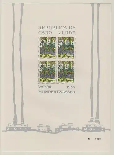 Cabo Verde (Kapverdische Inseln) 1985 Hundertwasser FDC und 3 Blocks ** 