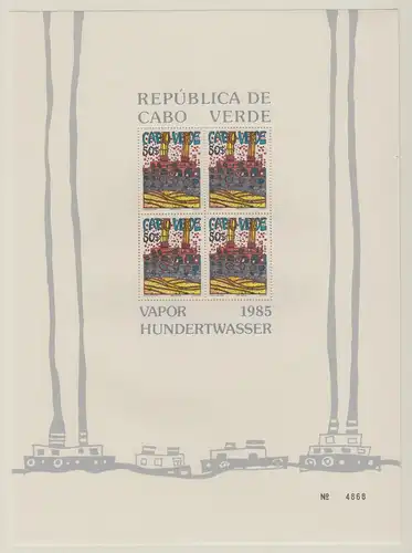 Cabo Verde (Kapverdische Inseln) 1985 Hundertwasser FDC und 3 Blocks ** 