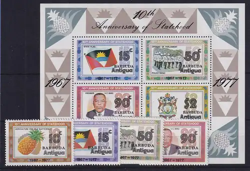 Barbuda 1978 Mi.-Nr. Satz Block 30 postfrisch ** / MNH 10 Jahre Unabhängigkeit