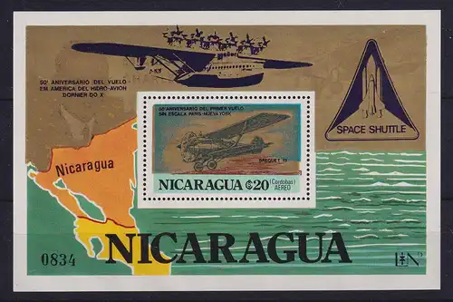 Nicaragua 1980 Blockausgabe Luftfahrt Mi.-Nr. Block 132 b postfrisch **