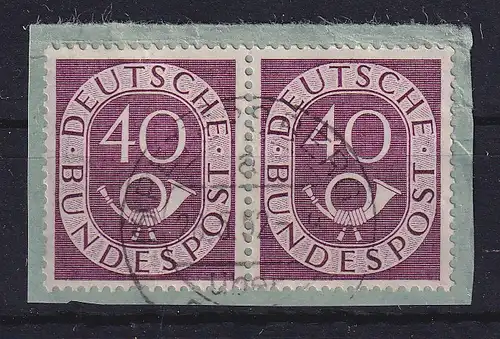 Bundesrepublik 1951 Posthorn 40 Pf Mi.-Nr. 133 waag. Paar, O auf Briefstück