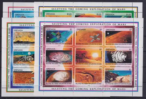 Grenada 1991 Erforschung des Mars Mi.-Nr. 2278-2313 in 4 KLB, Block 285-287 **