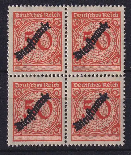 Deutsches Reich 1923 Dienstmarke Mi.-Nr. 103 P HT im Viererblock **