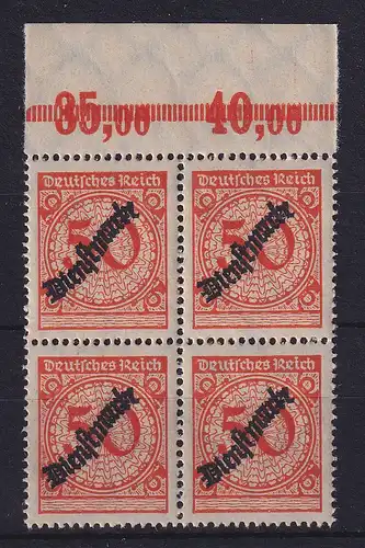 Deutsches Reich 1923 Dienstmarke Mi.-Nr. 103 P HT, im Oberrand-Viererblock **