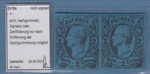 Sachsen 1855 König Johann 2Ngr Mi.-Nr. 10a waagerechtes Paar,  ungebraucht (*)