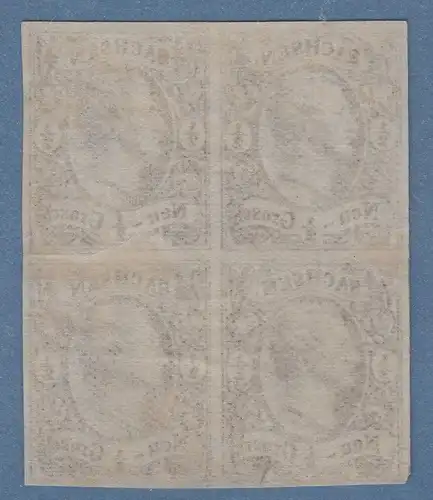 Sachsen 1855 König Johann 1/2Ngr Mi.-Nr. 8 IIx Viererblock ungebraucht (*)