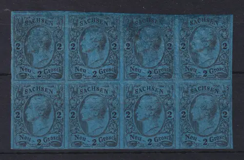 Sachsen 1855 König Johann 2Ngr Mi.-Nr. 10c Achterblock ungebraucht (*)