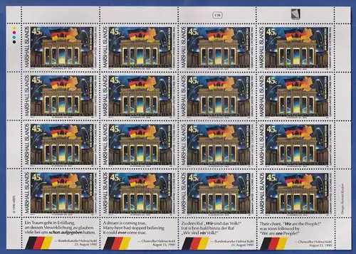 Marshall-Islands 1990 Brandenburger Tor Mi.-Nr. 320 ganzer Bogen postfrisch **