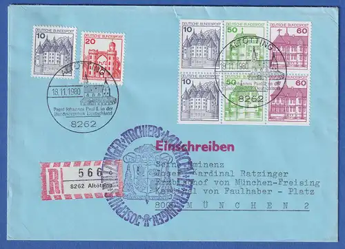 Bund 1980 Burgen u. Schlösser Mi.-Nr. W 71 / 72 auf Brief Altötting - München