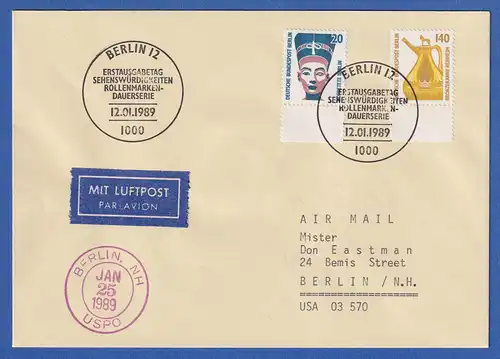 Berlin 1988 Schleswiger Dom Mi.-Nr. 815 Paar auf FDC Berlin nach Tokio