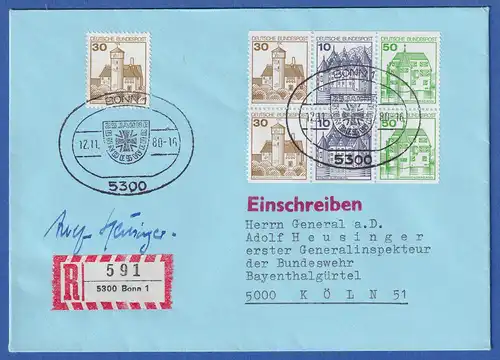 Bund 1980 Burgen u. Schlösser Mi.-Nr. W 67 / 68 auf Brief Bonn - Köln