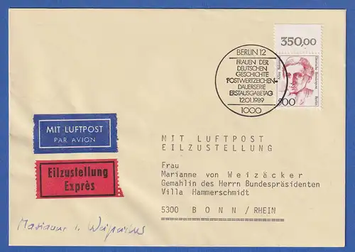 Berlin 1989 Alice Salomon Mi.-Nr. 830 FDC mit Autogramm MARIANNE V. WEIZSÄCKER