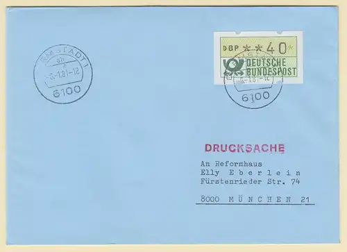 ATM 1.1 Wert 40 4x auf Drucksache Inbetriebnahme MWZD Darmstadt, 6.1.1981