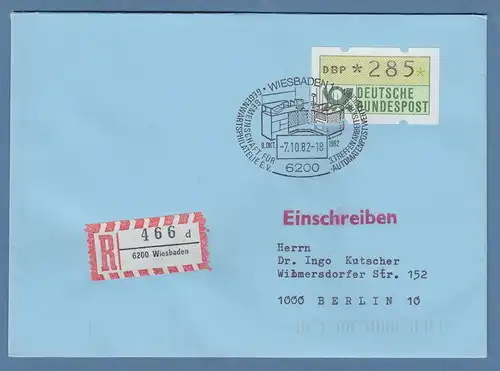 ATM 1.1 Wert 285 auf R-Brief nach Berlin, So.-O WIESBADEN 7.10.82 