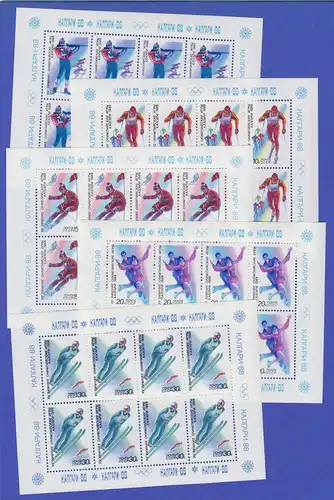 Sowjetunion 1988 Olympische Winterspiele Calgary 5 KLEINBOGEN ** Mi.-Nr. 5788-92