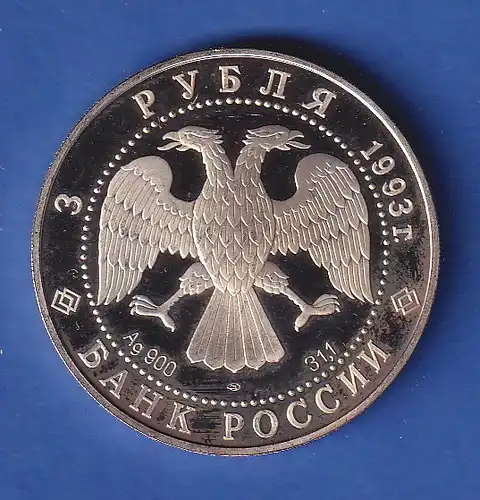 Russland 1993 Silbermünze 3 Rubel Olympische Fußballer 34,6g  Ag900