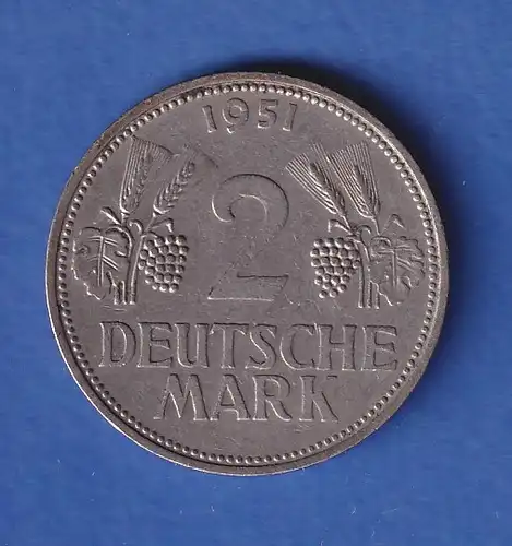 Bundesrepublik Kursmünze 2 Mark  Prägestätte D 1951