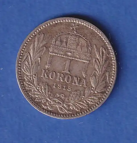 Österreich Silbermünze  Kaiser Franz Josef Ungarn 1 Krone, 1915