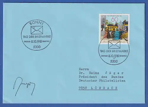 Autogramm HEINZ JÄGER auf FDC 1981 mit Mi.-Nr. 1112