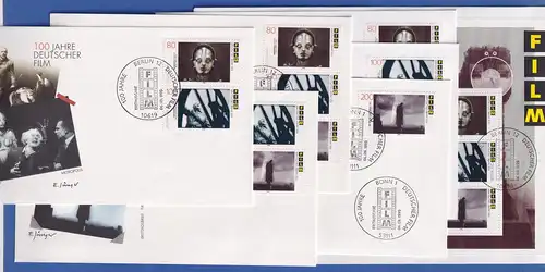 Bund 1995 Dt. Film FDC-Garnitur Mi.-Nr. 1815-1817 Einzelw. u. ZSD aus Block 33