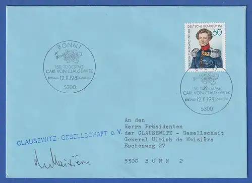 Autogramm ULRICH DE MAIZIERE auf FDC 1981 mit Mi.-Nr. 1115